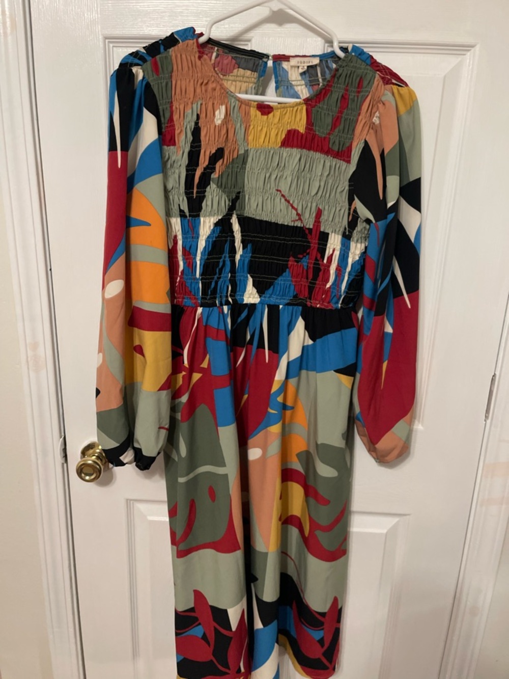 JODIFL Multicolor Abstract-Print Long Sleeve Midi Dress
